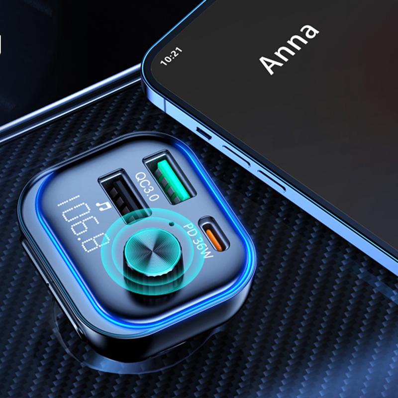 FM-Transmitter Bluetooth 5.3 Kfz-Adapter 54W Max mit PD36W und USB-Schnellladeempfänger Freisprechanruf USB-Disk Musikplayer