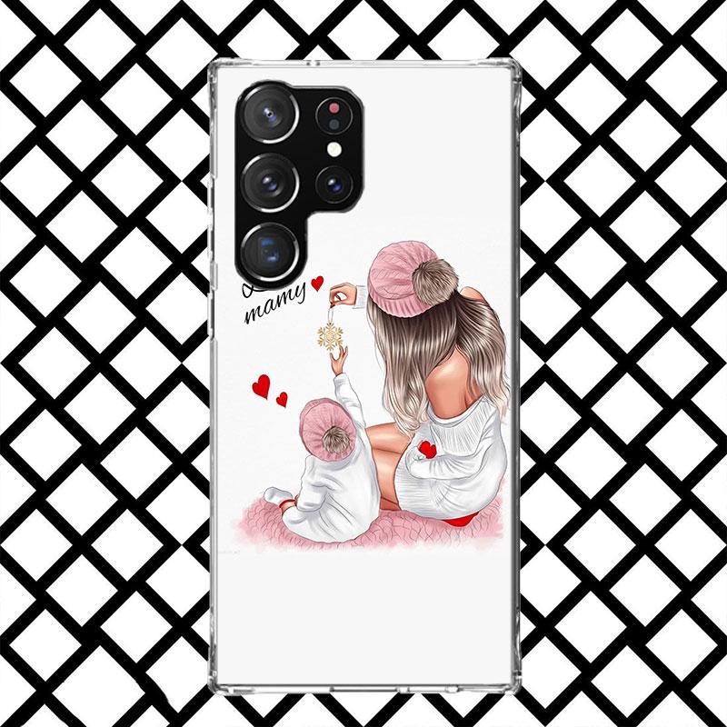 Mom Baby Girls Phone Case for Samsung Galaxy S26 S25 Edge S24 S23 Ultra S22 Plus S21 FE S20 + Soft Cover Print Fundas Galaxy S25