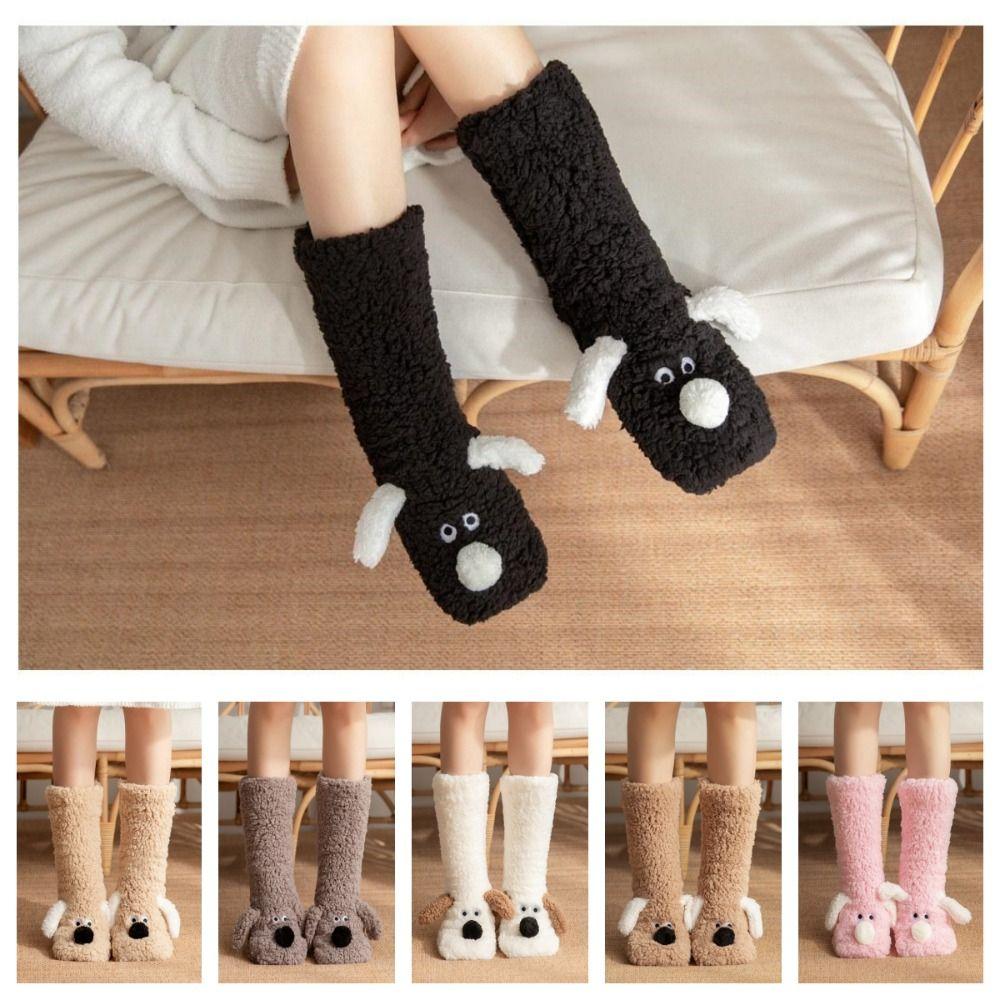 Cute puppy Women Long Socks Fluffy Sleeping Warm Hosiery Casual Home Floor Socks  Christmas Gifts