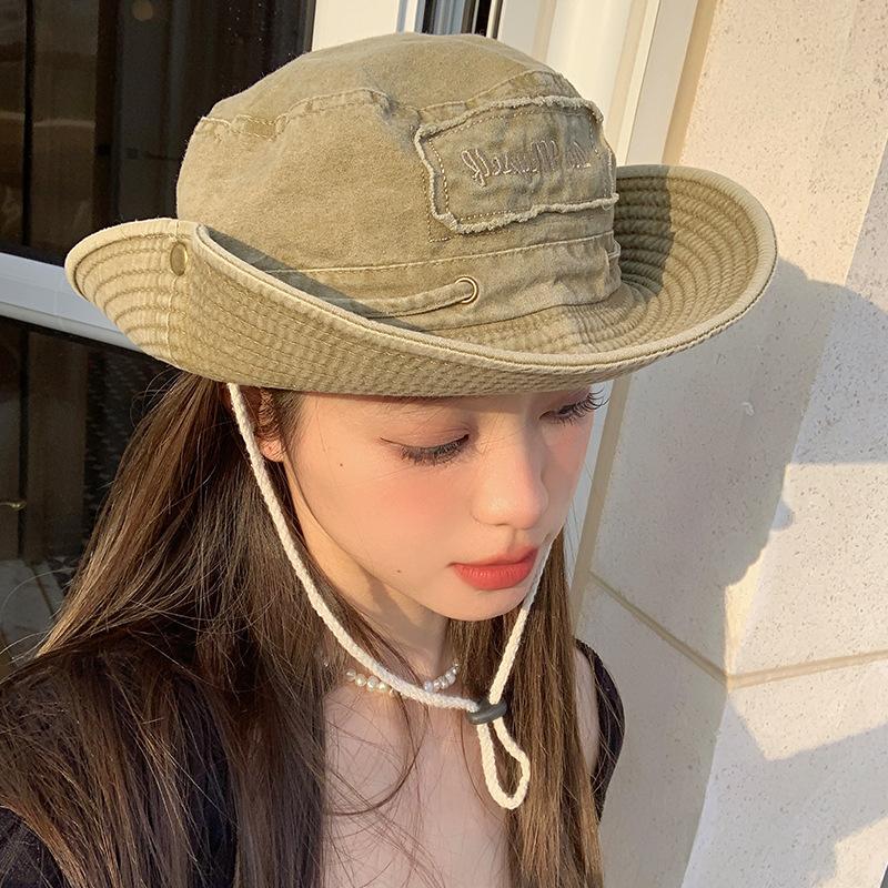 Retro Western Cowboy Hat Female Hot Girl Japanese Versatile Sunshade Outdoor Mountaineering Hat Fisherman'S Hat