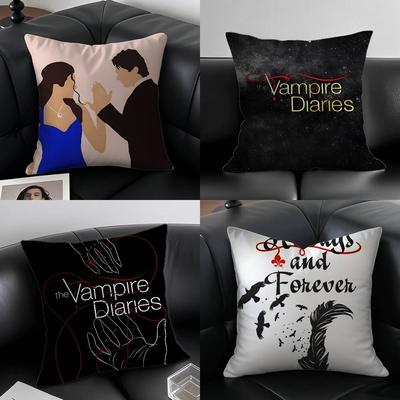 Film The Vampire Diaries-D Kissenbezug Milbenschutz Kissenbezug Unsichtbarer Reißverschluss Seidiger kurzer Plüsch Sofakissenbezug