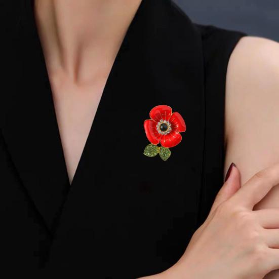 Women Brooch Flower Shape Enamel Oil Dripping Retro Anti-slip Polished Coat Collar Bag Scarf Hat Decoration Clothes Pin Party Banquet Clothing Jewelry