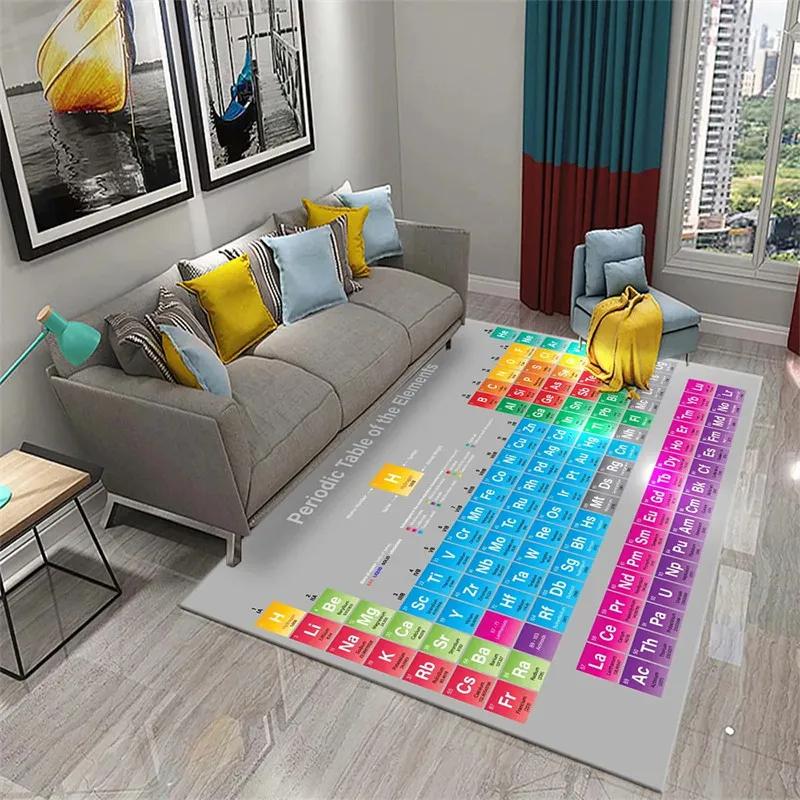 

3D Періодична таблиця елементів Килим для вітальні Студентської спальні М який килим Нековзкий килимок для підлоги Навчальний килимок Домашній декор 50x80cm 20x31 inch