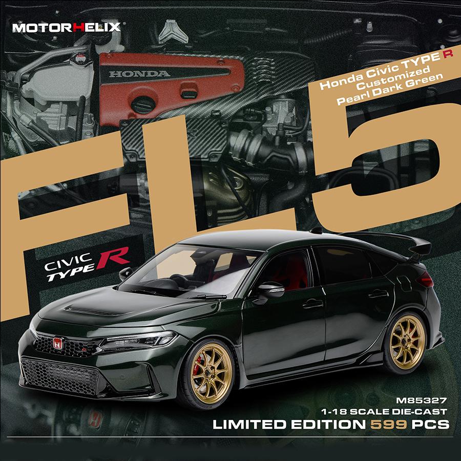 AAALZ1 Motorhelix 1:18 MH Honda FL5 Civic Type R Car Model Sports Car Static Decoration Holiday Gift Collection
