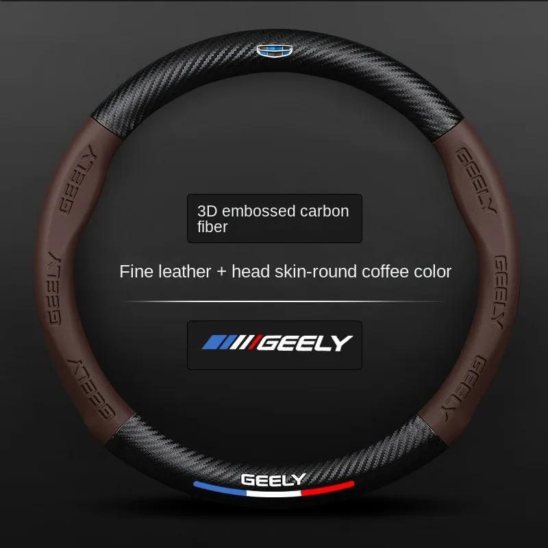 Für Geely Geometry C Monjaro Coolray Tugella GX3 Atlas Emgrand EC7 GC6 GC9 CK EC8 Carbonfaser Leder Auto Lenkradabdeckung