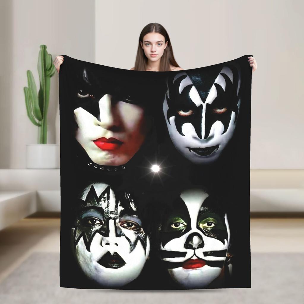 Kiss American Rock Band Blanket  Soft Warm Novelty Plush Throw Blanket For Home Decor Travel Flannel Bedspread Bed Cover