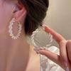 Elegant Retro Style Hoop Earrings Luxury Temperament Faux Pearl Circle Earrings For Women Unique New Design Ear Buckles Jewelry
