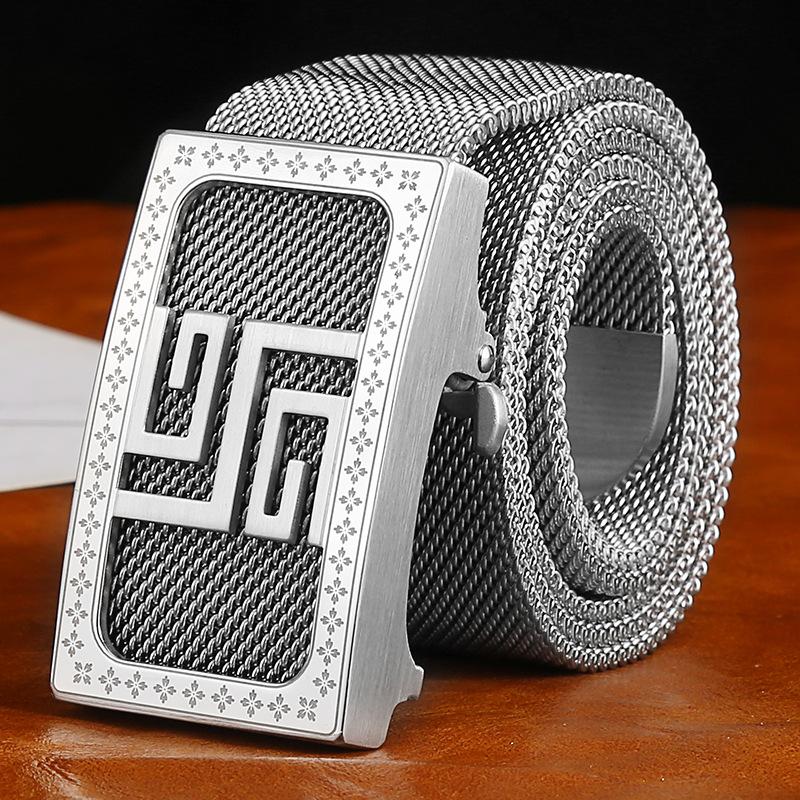 Inside 304 stainless steel belt buckle head Men's belt buckle Outdoor Full metal belt chain Trendy men's leisure