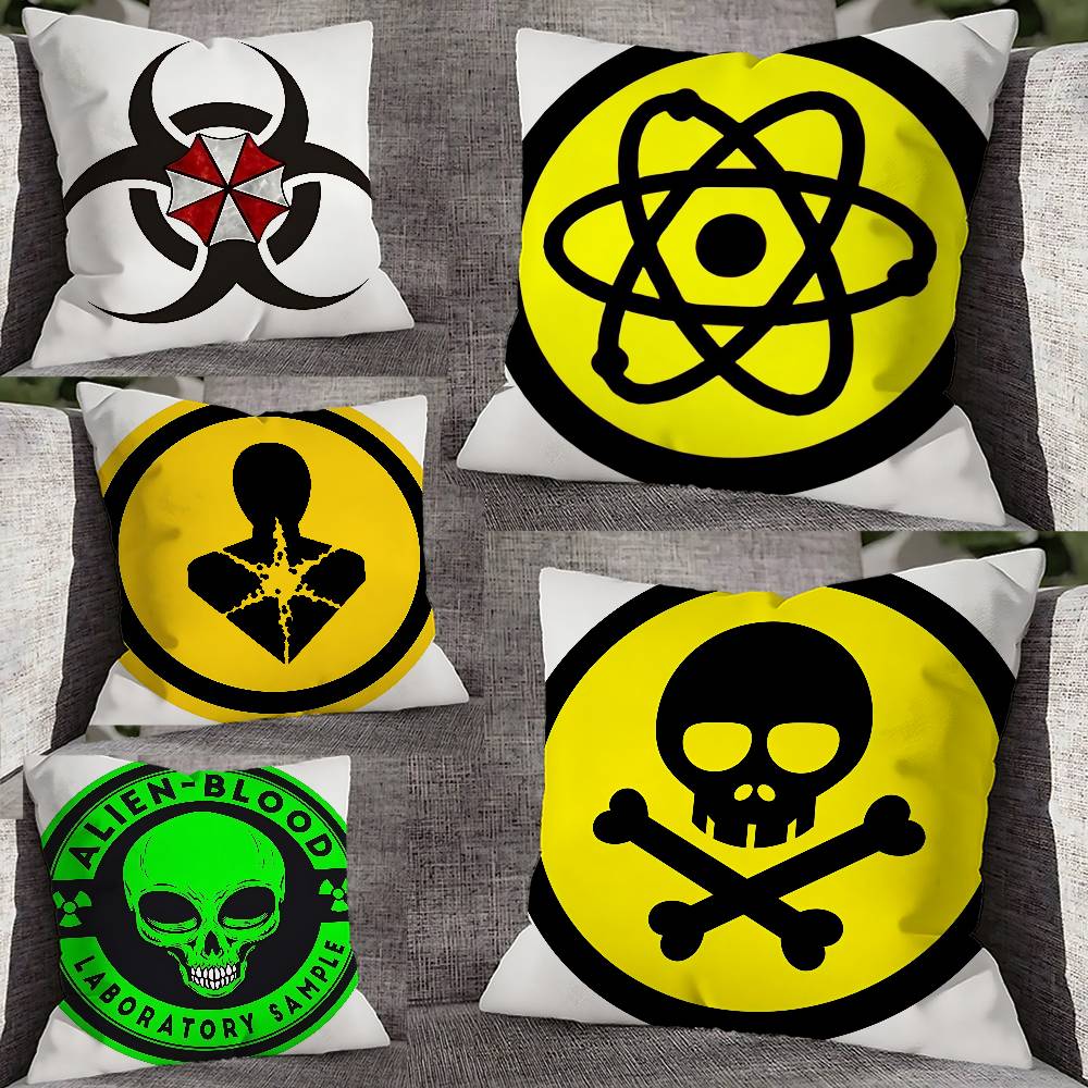 B-Biochemical C-Crisis Symbol Pillow Case For Sofa Decor Car Office Room Printing Cushion Cover Decorations and Protector