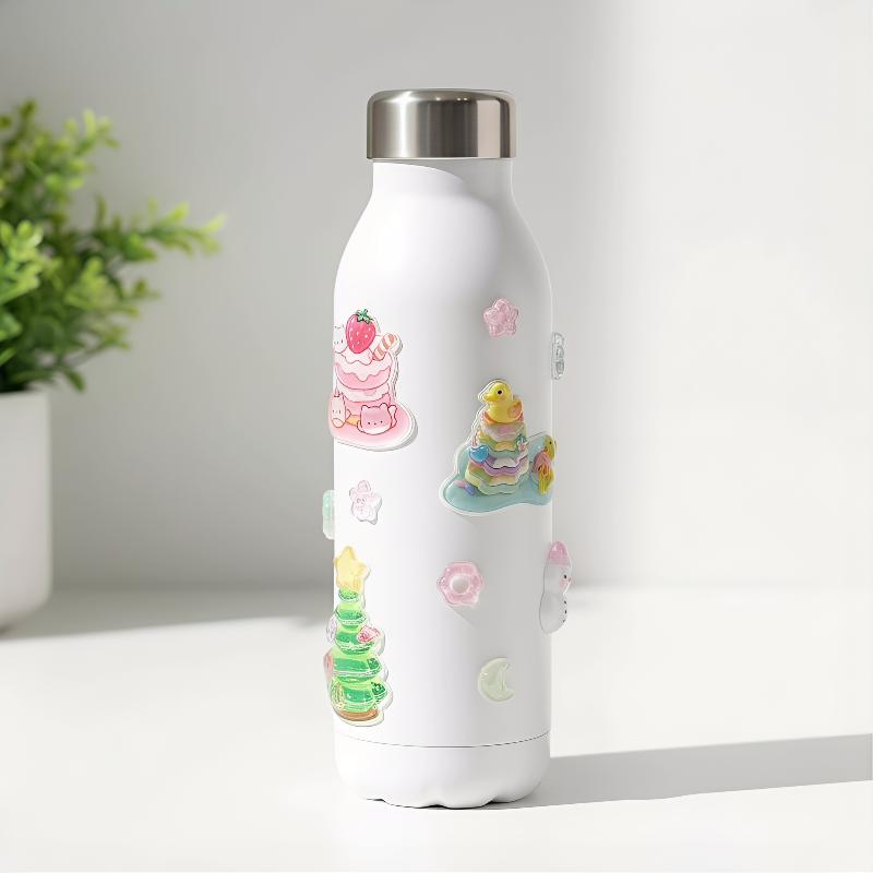 Cartoon 3D Solid Relief Stacked Stickers Handmade Cute Creative 3D Crystal Sticker Children Student Gifts Exchange Stickers