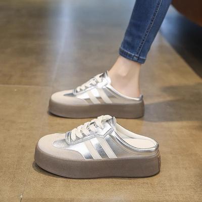 Scarpe Casual da Donna Baotou Mezza Pantofola Scarpe con Zeppa Stringate Pantofole Sportive Mocassini Slip-On Zapatos Mujer