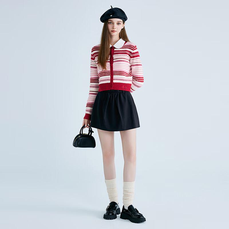 Ledin 2025 Spring Striped Round Neck Knit Cardigan