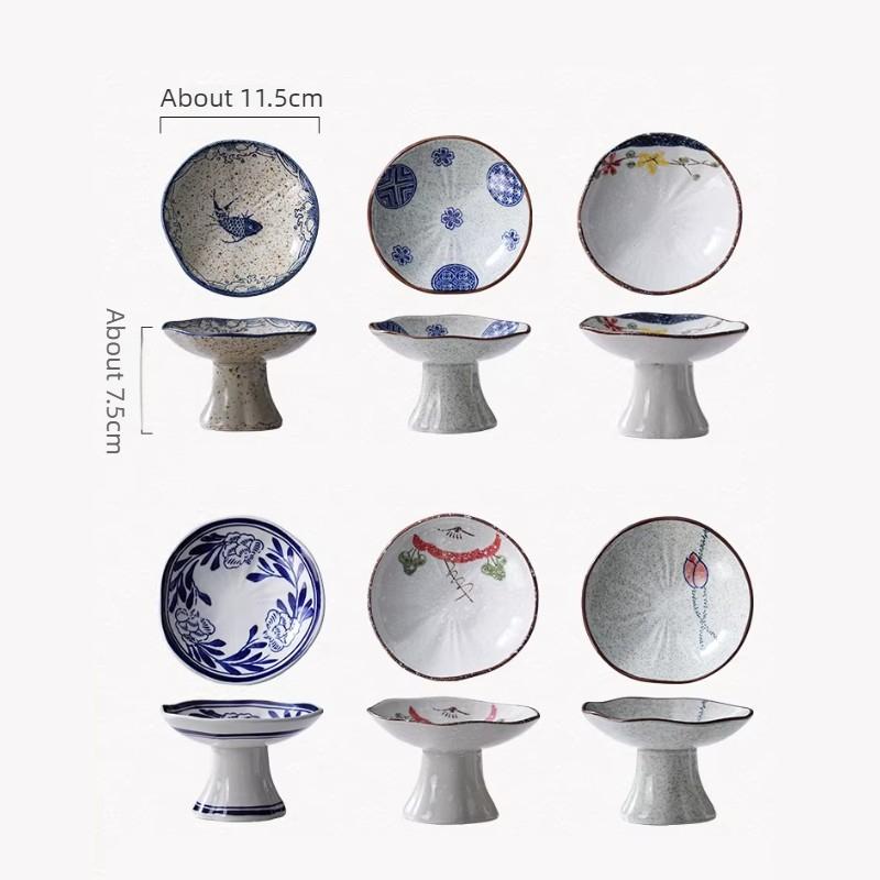 Neues Chinesisches Dessert Hoher Teller Kleiner Snack Erfrischungsteller Retro Keramikteller Nachmittagstee Snack Haushaltswaren