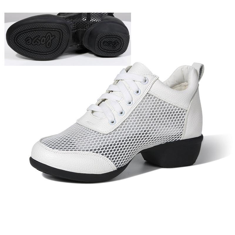 New Mesh Square Dance Shoes For Women Breathable Modern Dancing Shoes Anti Slip Warm Height Increasing Jazz Commuting Shoes