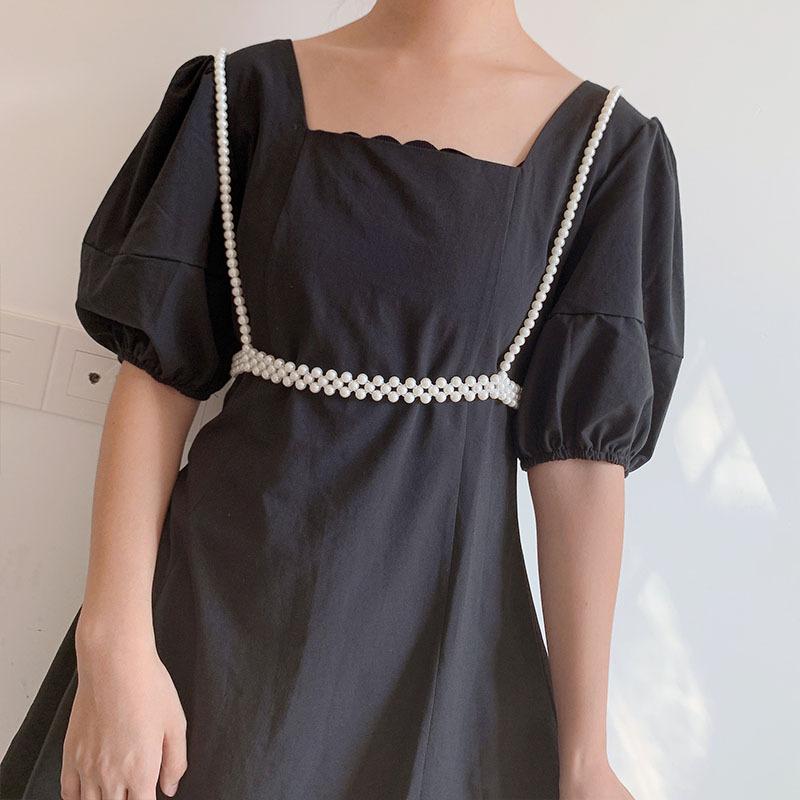 Temperament Elastic Elastic Suspender Strap Belt, Ladies Decorative Suit Dress Pearl Waist Chain Trend