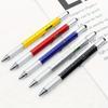 6-in-1 Metal Screwdriver Level Ballpoint Pen Multifunctional Touch Screen Capacitive Ruler Tool Metal Pen