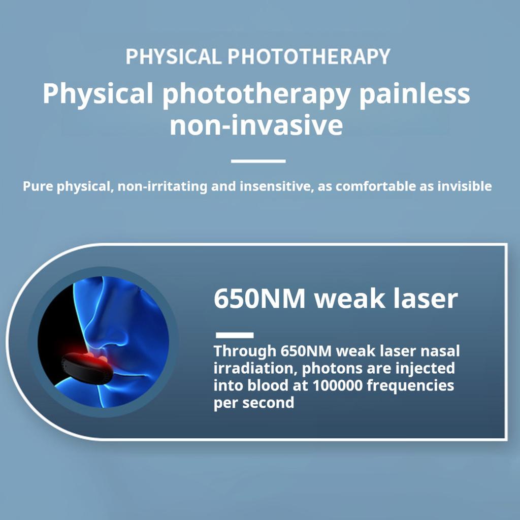 Dispositivo de terapia nasal con luz roja para aliviar los síntomas de la rinitis, recargable por USB, portátil, infrarrojo, para viajes.