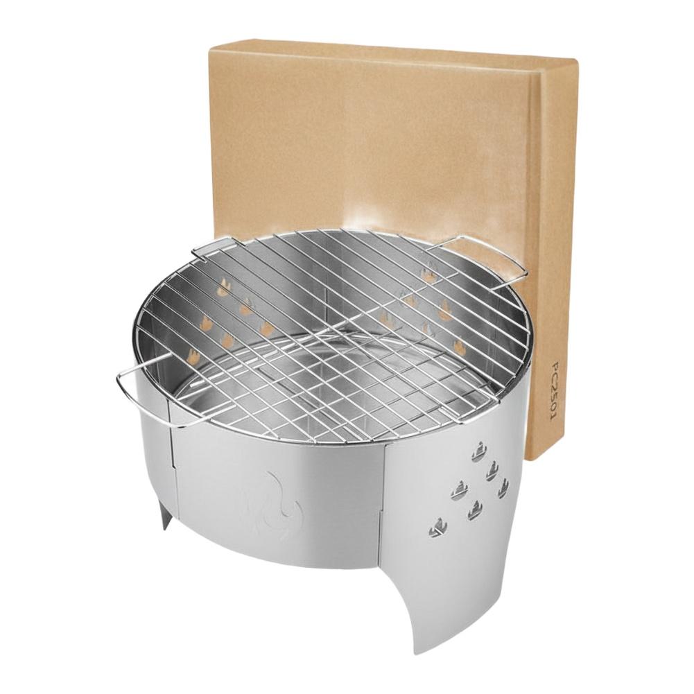 Lightweight Portable Stainless Steel Campfire Grill and Folding Charcoal Stove for Outdoor BBQ and Camping Adventures