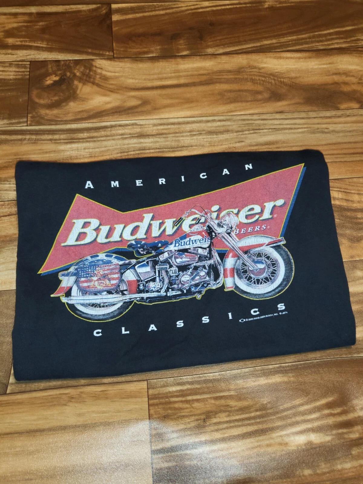 

Vintage RARE 2000 Budweiser Motorcycle Classics Promo Black T Shirt Size XL S