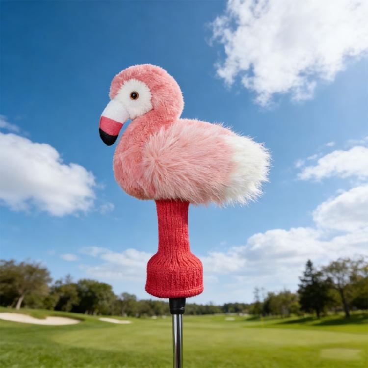 Golf Club Head Cover Pink Flamingo Shape PU Texture Golf Putter Case Suitable for Simple Setup and Head Safety Assurance