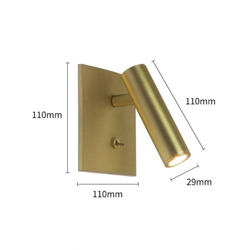 Embedded LED Wall Lamp with Switch Adjustable Hotel Bedroom Headboard Reading Light Bedside Sconce Spotlight Fixture AC100-220V