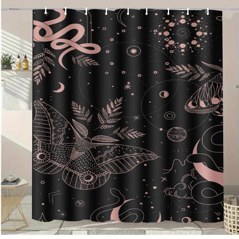 Morandi Creative Flowers Washable Dirt-Resistant Shower Curtain Shower Head waterproof Polyester Bath Curtain For Home Decor
