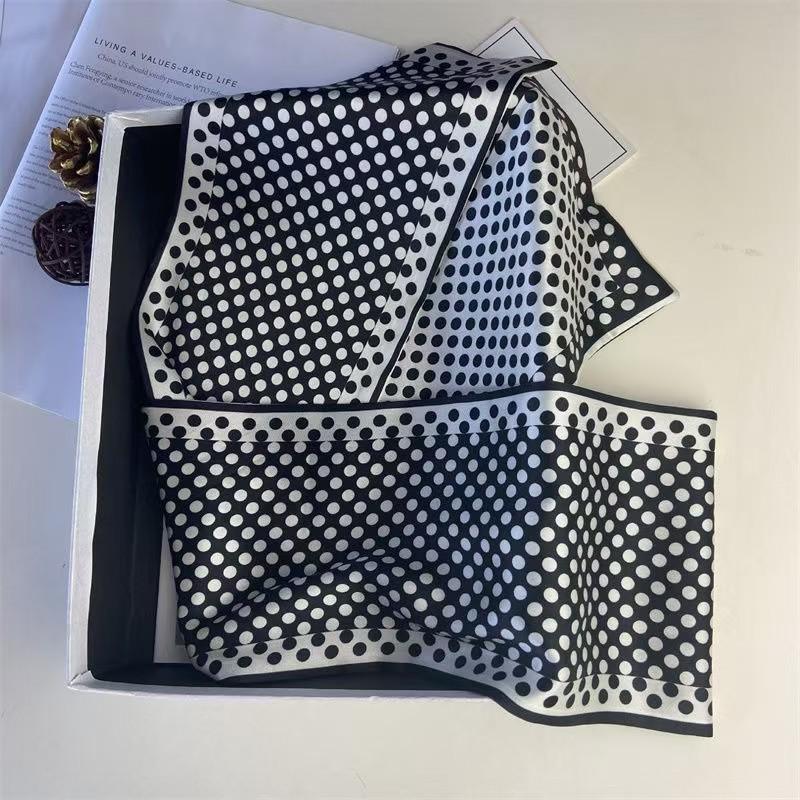 Luxury Design Silk Skinny Scarf For Women Fashion Hair Bands Neckerchief Soft Satin Lady Hands Bag Ribbon Neck Tie Scarf Female