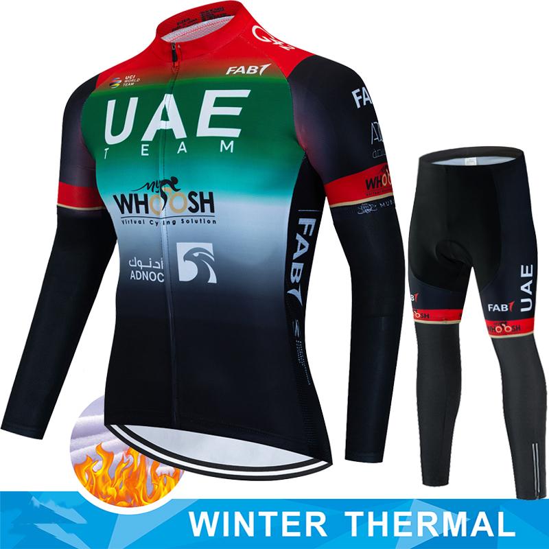Winter Fleece Cycling Jersey Men's Shirt UAE Thermal Set Clothing Sets Man Clothes 2026 Bib Ciclismo Hombre Bicycle Suit Bike