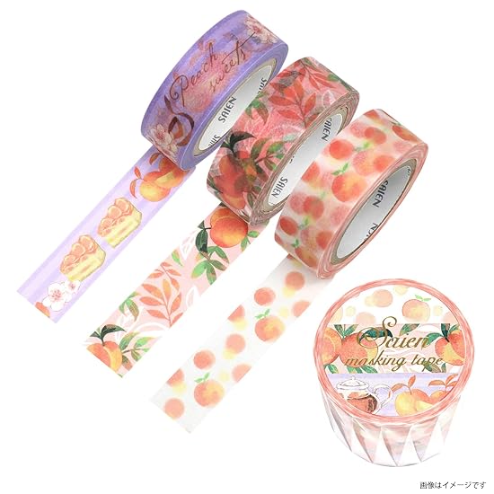 SAIEN Masking Tape Peach, 3 Patterns UR-2023 Size: 15mm x 10m x 3 rolls Colorful dia.4.5 x 1.5cm