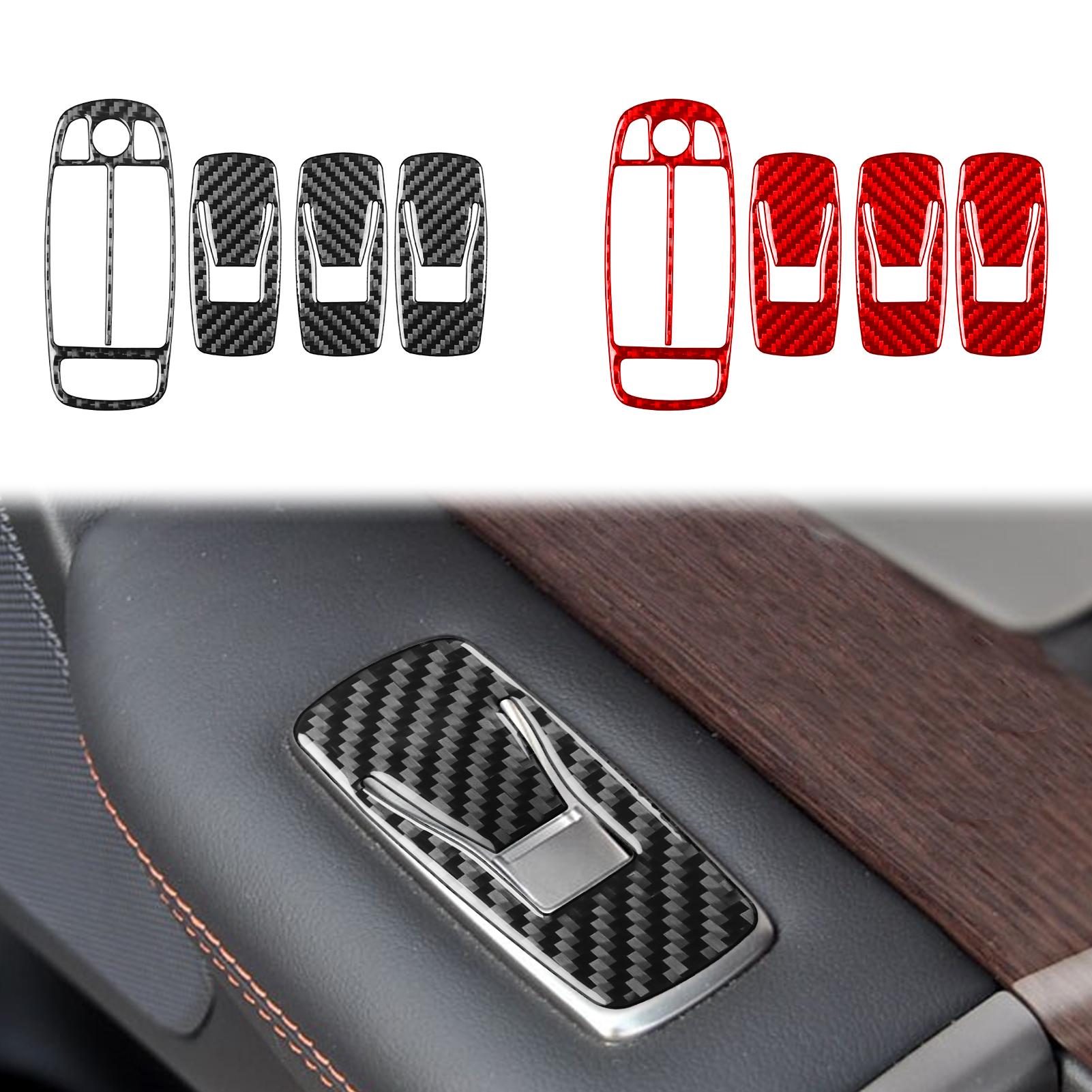 

Carbon Fiber Window Control Lifting Paenl Decal Cover Trim Modification Sticker Car Interior Accessories For Jaguar XF 2008—2015 Black Carbon