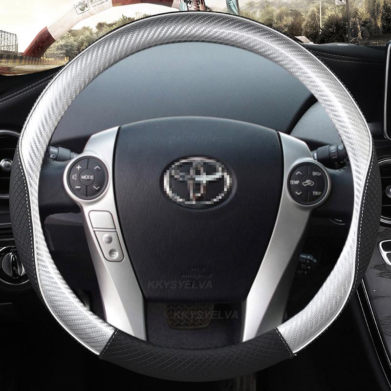 Koolstofvezel + Leer Auto Stuurwielhoes Voor Toyota Prius 30 20 Prius V Prius C Prius Prime Massage Auto Accessoires