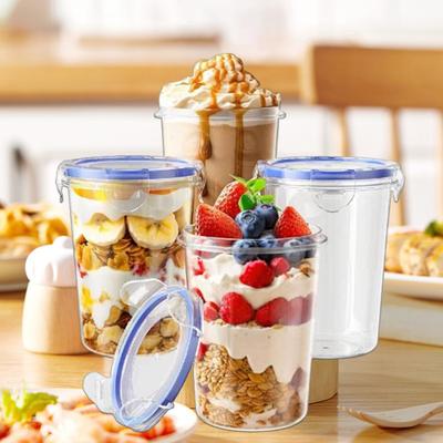 4 Stück Haferbehälter mit Deckel, luftdichte Hafergläser, Lebensmittelqualität, BPA-frei, spülmaschinenfest, wiederverwendbare Vorratsbehälter für Joghurt und Müsli