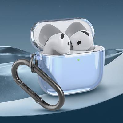 Przezroczyste etui ochronne z TPU dla Apple AirPods 4 2025 z karabińczykiem, odporne na wstrząsy i zabrudzenia