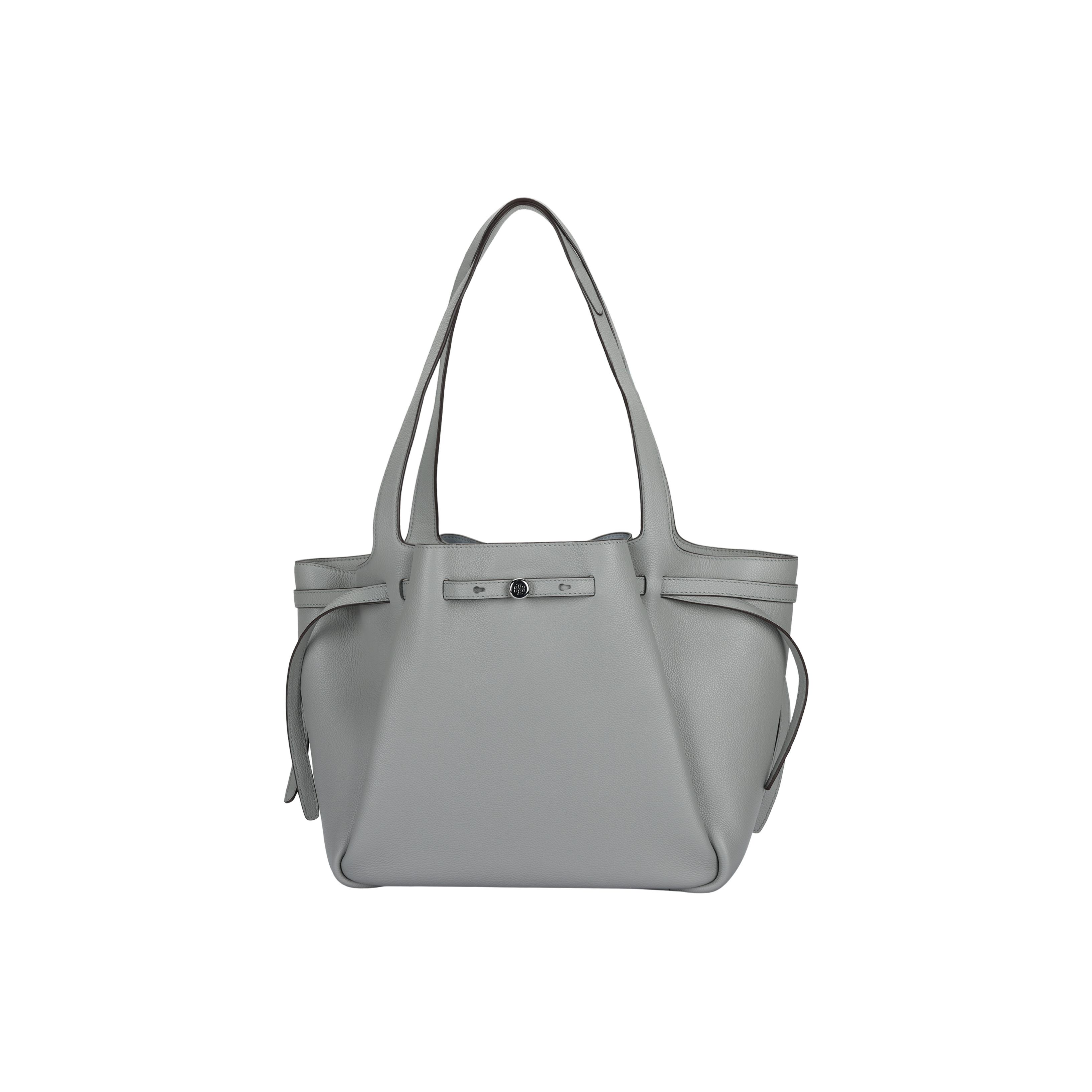 

Tory Burch Romy Button Logo Patchwork Design Leather Tote Bag Women Tote Bags Light-Floral-Gray 163388-020 Basic Set (Bag+Dust Bag)