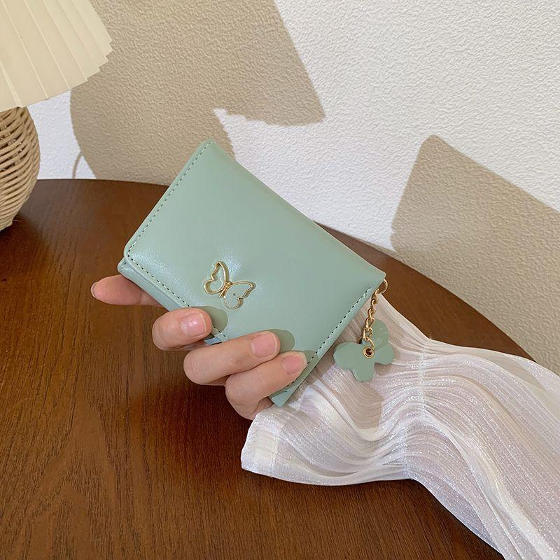 

Women s Short Wallet Butterfly Solid color Women s Wallet Simple Women s Card Holder luxurious Multiple Card Slots Mini wallet