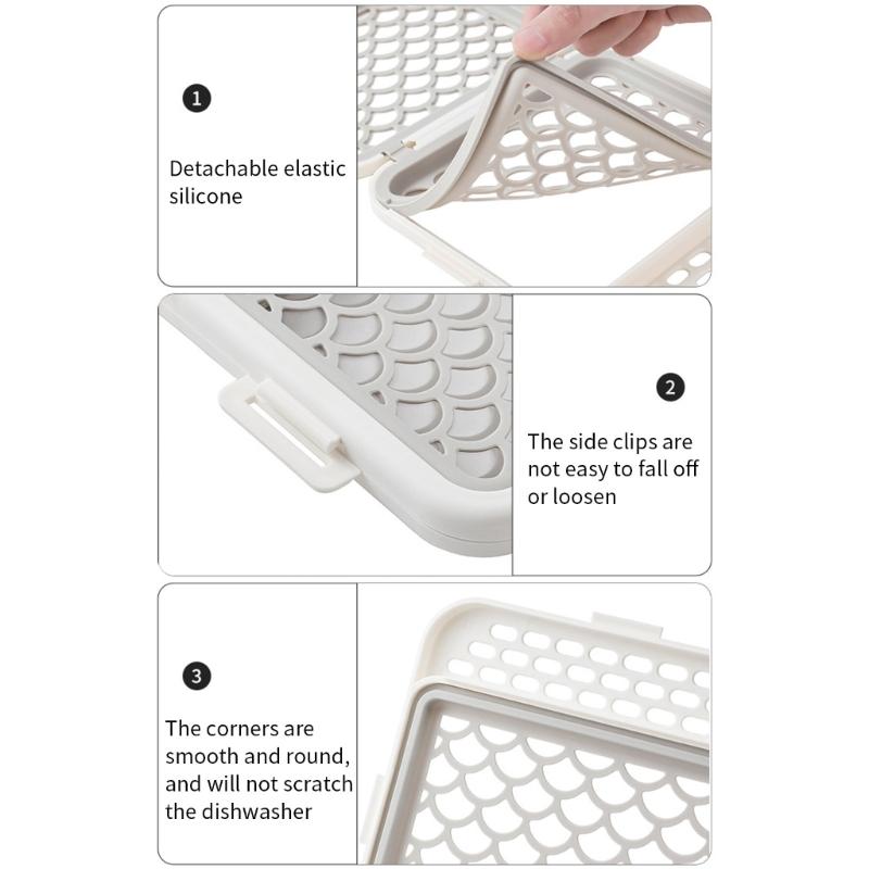 Dishwasher Organizers With Elastic Meshes for Kitchen Tool Cutlery Cups Safe Silicone Construction Quick Drying