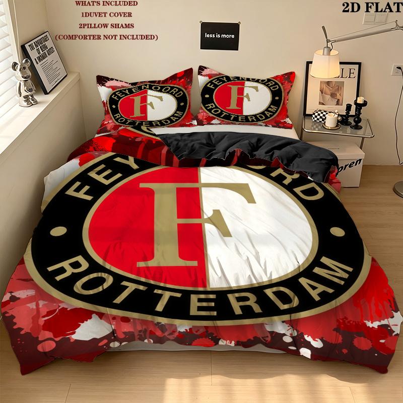 Feyenoord Rotterdam Pattern Bedding Home Decoration Birthday Gift ( 1 duvet cover + 2 pillowcase, without core),fan merchandise.