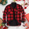 New Flannel Double Pocket Plus Velvet Men's Shirt Loose Plaid Long Sleeve Shirt