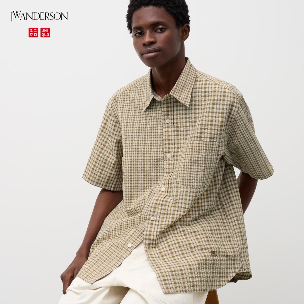 

Рубашка из хлопчатобумажной ткани UNIQLO JAPAN с короткими рукавами