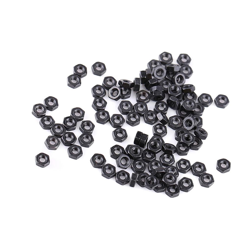 100pcs Din934 M2 M5 Black Zinc Plated Carbon Steel Metric Thread Hex Hexagonal Nuts