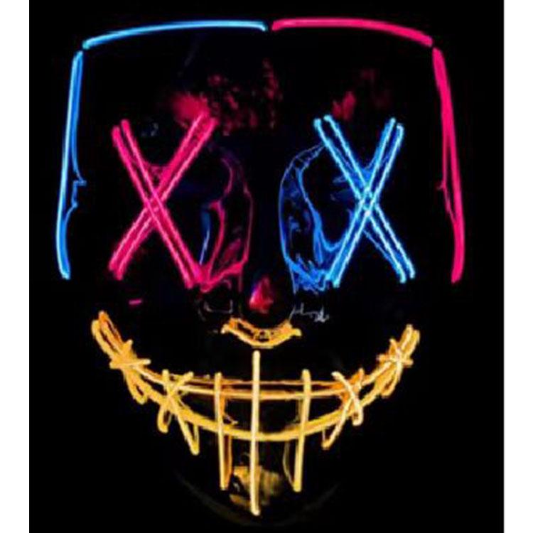 Black Ghost LED Sound-Control Mask - Luminous V Shape Halloween Prop