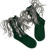 Womens Harajuku Sequins Tassels Decorative Trim Calf Sock 90s Solid Rib Middle Tube Sock Nightclub Party Stockings