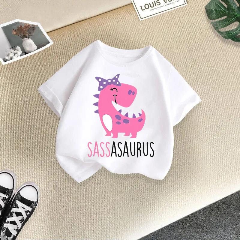 Children T-shirtDinosaur Printed Kids 100% Cotton Clothes Tshirt Tops Tee Boys Girls Short-sleeved T Shirt 2-13Y