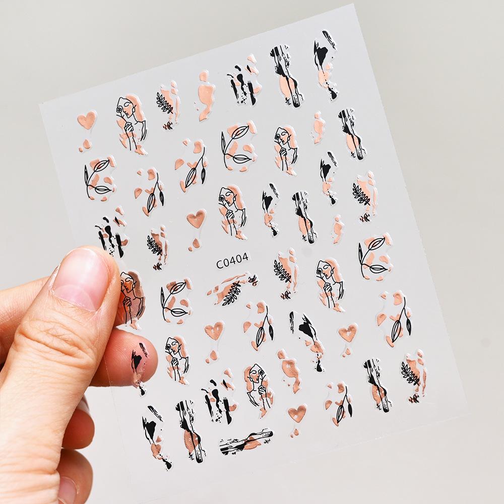 Stripe Abstract Mix And Match Nail Art Sticker Adhesive 3D Line Simple Retro Girl Nail Decoration Sticker