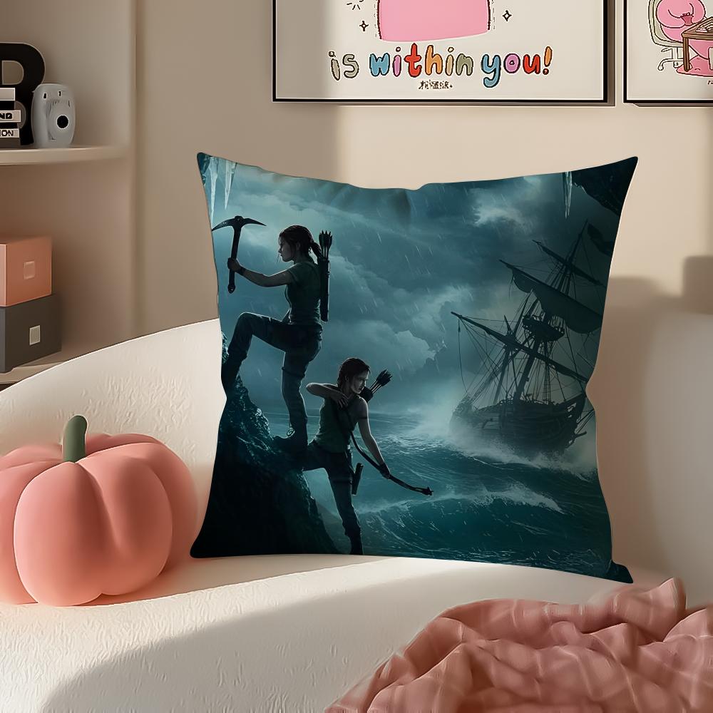 Action Game Franchise TTomb Raider Cushion Cover Pillowcase Short Plush Invisible zipper Room Sofa Cushion Cover