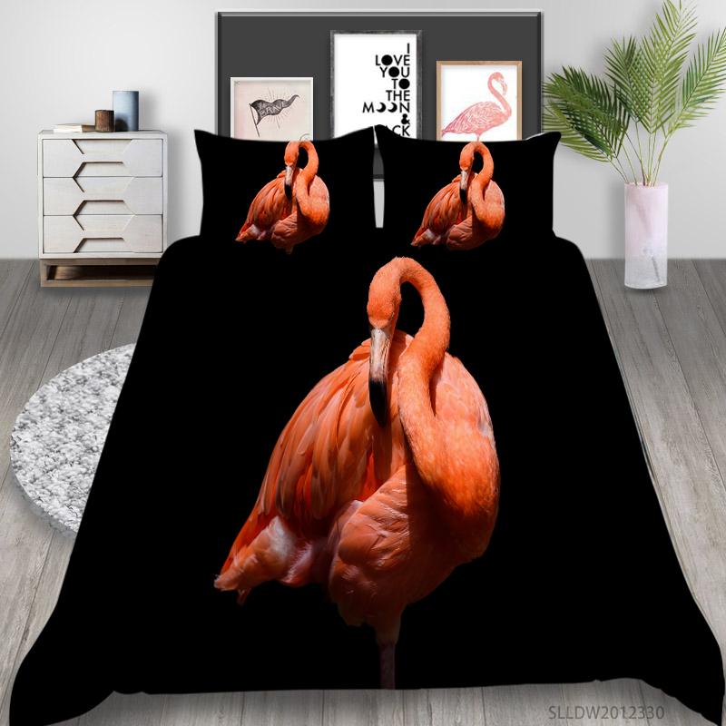 Sada 3D povlečení Flamingo Zvířecí povlak na přikrývku Povlak na polštář 2/3 kusy AU240 * 270 v plné velikosti rychleschnoucí dekorativní povlak na přikrývku