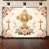 Cross Holy Grail White Dove My First Holy Communion Background Customizable Baptism Party Party DecorationArrangement Background