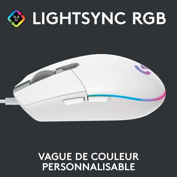 Souris gamer - Filaire - Logitech G - G203 - Blanc