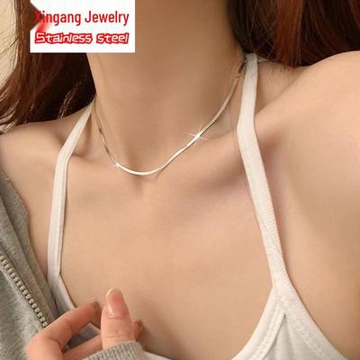 Stainless Steel Chain Fashion Hip Hop Women's Titanium Flat Necklace