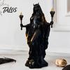 Kompakte gruselige Dekoration Hekate Griechische Göttin Statue mit magischen Hunden, Fantasy-Thema Okkultes Zimmerdekor Harzskulptur, Mythologische Figur für
